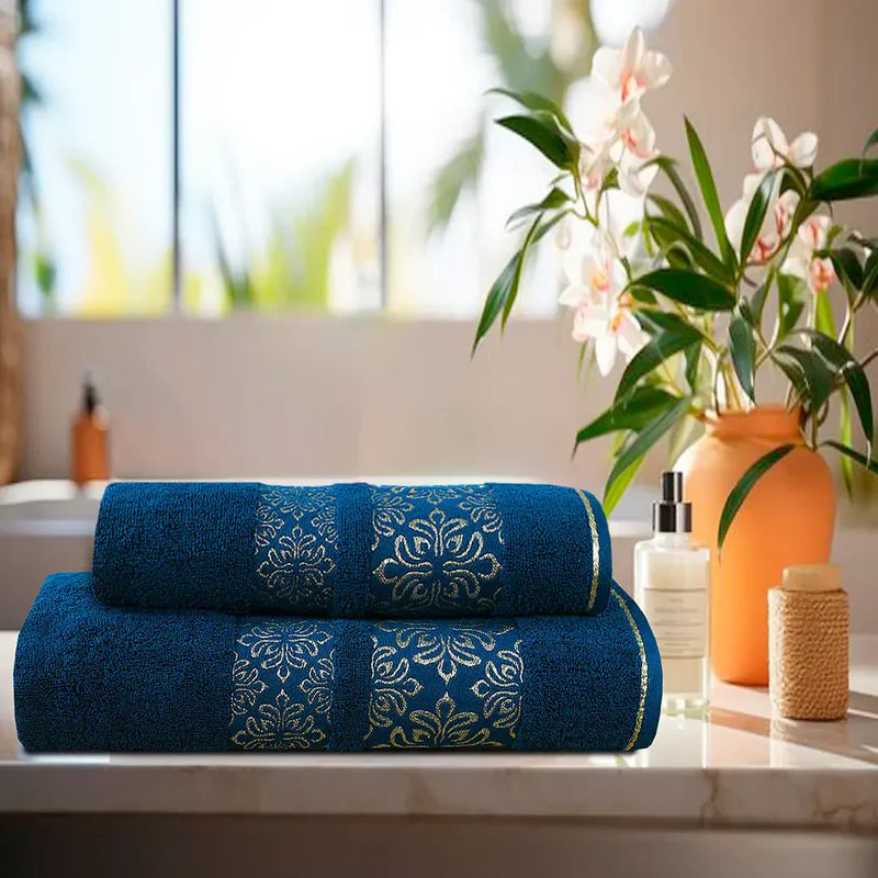 Teal Flower Bath Towel
