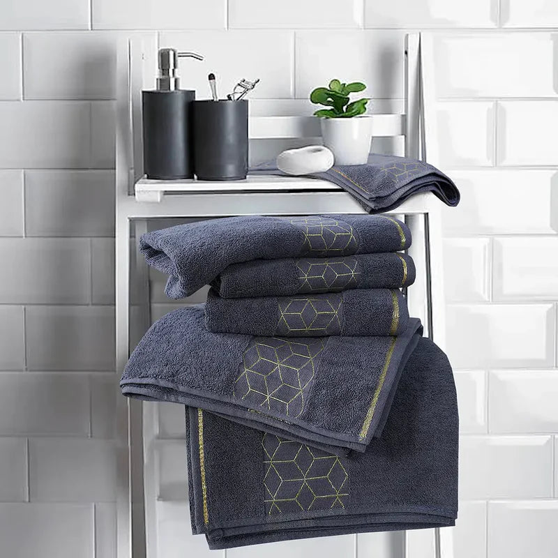 Grey Diamond Flower Bath Towel