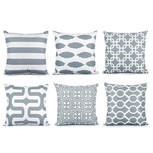Cushion Covers Grey Nordic Pack 6