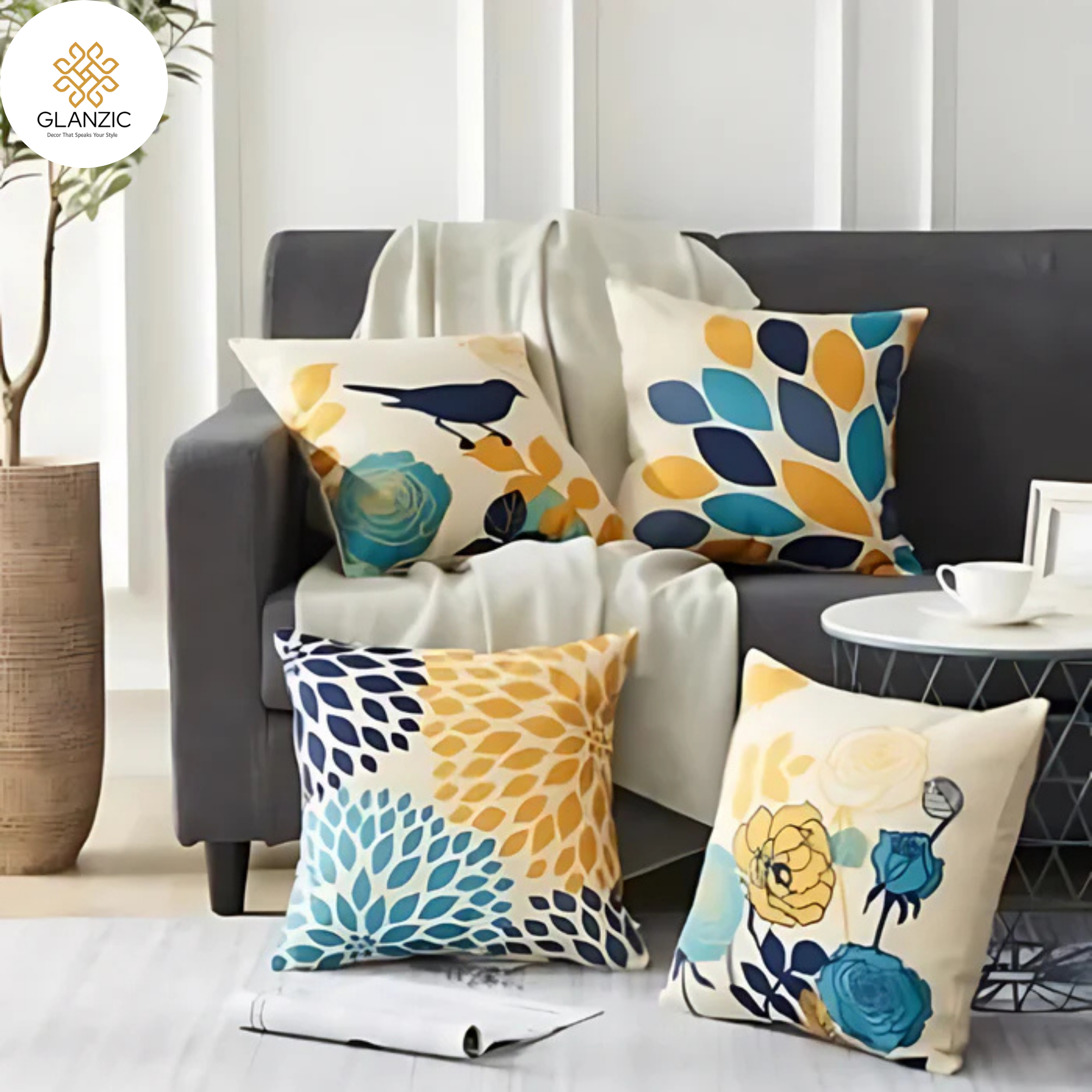 Cushion Cover Classic Leaves Pack of 4