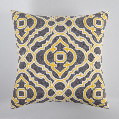 Cushion Covers Traditional Style Yellow Grey 6 Pcs