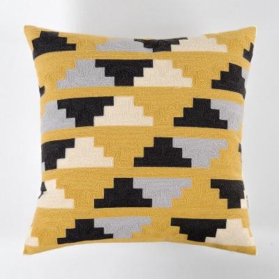 Cushion Covers Traditional Style Yellow Grey 6 Pcs