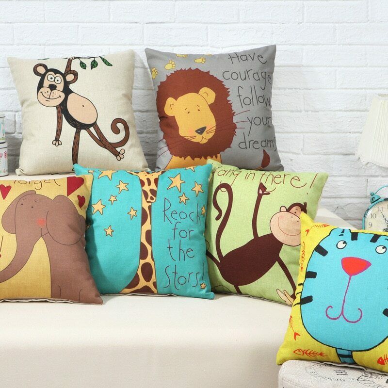 Cushion Covers Cute Animal Cat Monkey Pack 6